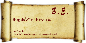 Bogdán Ervina névjegykártya
